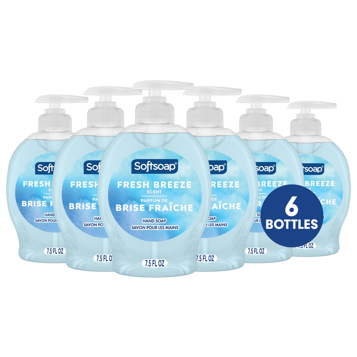 Liquid Hand Soap by Softsoap – 7.5 Fl Oz (Pack of 6), Plastic, Fresh Breeze, Pack of 6, Model US04964A