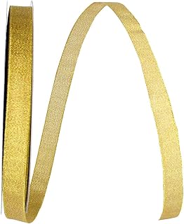 Reliant Ribbon Metallic Sparkle Shimmer Lame Ribbon, 5/8 Inch X 100 Yards, Gold