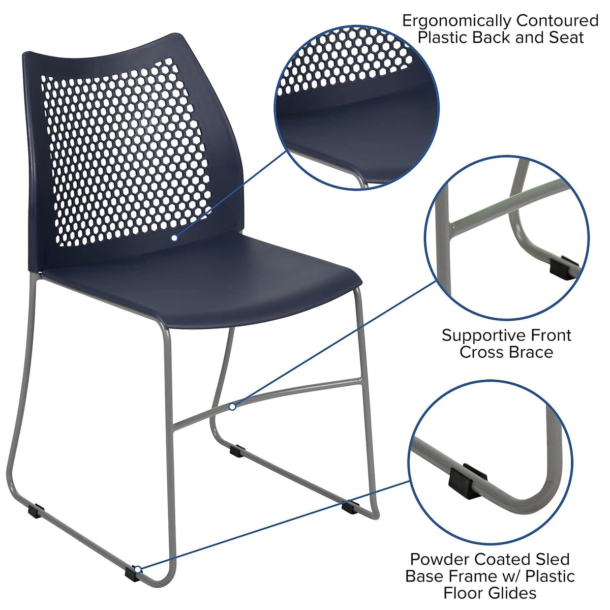 Flash Furniture Navy / Set of 5 / Classic Stacking Chairs