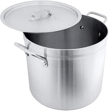 Crestware Aluminum Stock Pot with Lid, 20 quart, Silver