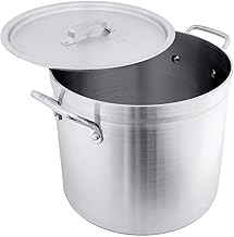 Crestware Aluminum Stock Pot with Lid, 50 quart, Silver