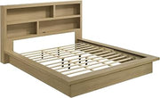Coaster Home Furnishings - Hendricks - Wood - Bookcase Bed with Platform Design and Wraparound Ledge - Bedroom - Eastern King Size - Light Oak - 222650KE