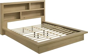 Coaster Home Furnishings - Hendricks - Wood - Bookcase Bed with Platform Design and Wraparound Ledge - Bedroom - Eastern King Size - Light Oak - 222650KE