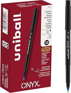 Uni-Ball uniball™ Onyx Rollerball Pens, Fine Point (0.7mm), Blue Ink, 12 Pack