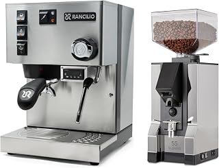 Rancilio Silvia +PID Espresso Machine | Eureka Silenzio 55 Espresso Grinder Bundle (Stainless Steel)