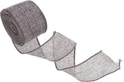 4cm Gray Linen-Like Wired Edge Ribbon Roll, 5 Yards Christmas Craft Ribbon for DIY Wreaths and Holiday Wrapping