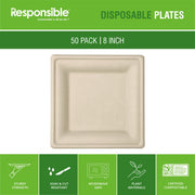 Responsible Products 8 Inch (50 count) / Natural Brown / Casual Plates