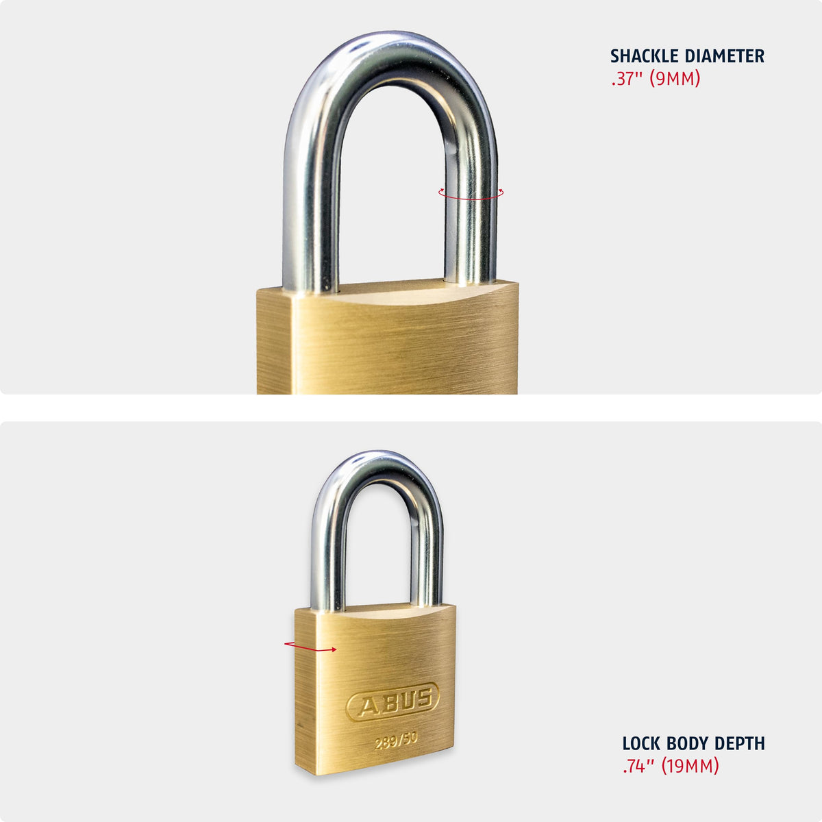 289/50 Stainless Brass Lock with 3 Keys for Outdoor by ABUS – Brass, Gold, Model 41993