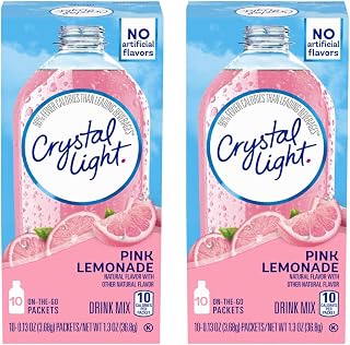 Crystal Light On The Go Pink Lemonade Drink Mix, 10 ct, pack of 2