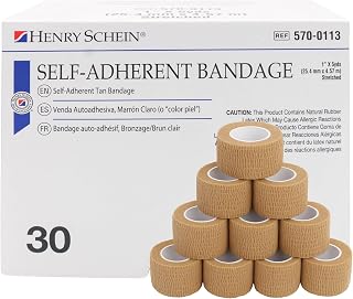 Henry Schein Self-Adherent Bandage, 1" x 5 Yds, Tan, Contains Latex, 30 Ct