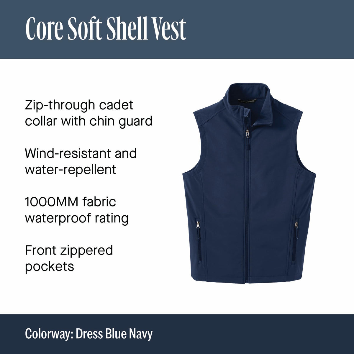 Core Soft Shell Vest by Port Authority – Large, Polyester, Black, Model SNM-913334