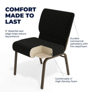 HERCULES Series 21''W Stacking Church Chair in Black Dot Patterned Fabric - Gold Vein Frame by Flash Furniture – Set of 1, Fabric, Foam, Steel, Model FD-CH0221-4-GV-S0806-GG