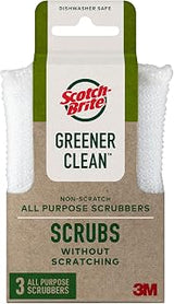 Scotch-Brite Greener Clean Non Scratch Scrubber: 2.6 in. x 4.1 in. x 0.7 in. / 3-Pack (White)
