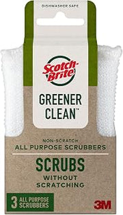 Scotch-Brite Greener Clean Non Scratch Scrubber: 2.6 in. x 4.1 in. x 0.7 in. / 3-Pack (White)