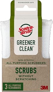 Scotch-Brite Greener Clean Non Scratch Scrubber: 2.6 in. x 4.1 in. x 0.7 in. / 3-Pack (White)