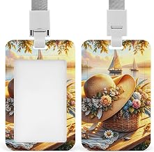 Lakeside Bench Id Badge Holder with Breakaway Lanyard | Clear Badge Holder Hard Sliding Vertical Case Plastic Holder Durable for Office Factory Teachers 2.7' X 4.3'