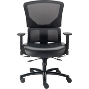 24 Hour Big & Tall Mesh Back Chair w/High Back & Adj. Arms by Global Industrial – 2.33 ft x 2.08 ft x 3.67 ft, Faux Leather, Black, Model 639637V-SRL-17WA