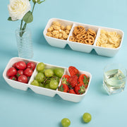 LUFILUFI Ceramic Appetizer Tray, 3 Sections White, Set of 2