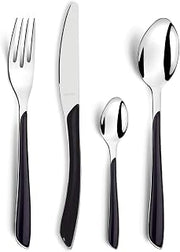 Amefa 24-Piece Eclat Black Flatware Set, Silver