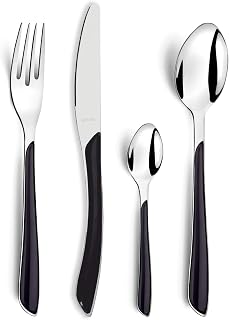 Amefa 24-Piece Eclat Black Flatware Set, Silver