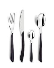 24-Piece Eclat Black Flatware Set by Amefa – 24 inch, Stainless Steel, Silver, Model 2214AAWB12C71