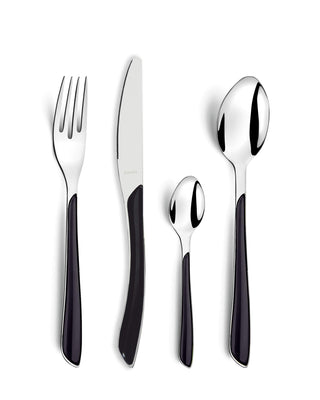 24-Piece Eclat Black Flatware Set by Amefa – 24 inch, Stainless Steel, Silver, Model 2214AAWB12C71