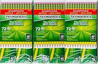 Ticonderoga Sharpened #2 HB Premium Wood Pencils, Latex-Free Eraser, 3-Pack, 216-Count
