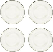 10 Strawberry Street Markle Ribbed Glass Charger, Silver Rim, Set of 4
