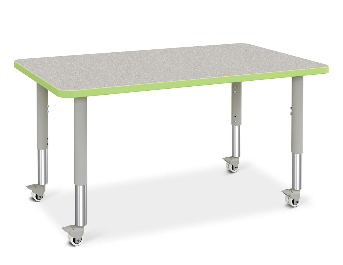 Berries Rectangle Activity Table - 30" X 48" by Jonti-Craft – 30" x 48", Wood, Freckled Gray/Key Lime/ Gray, Model 6473JCM130
