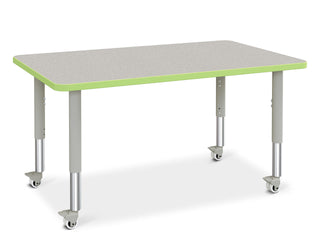 Berries Rectangle Activity Table - 30" X 48" by Jonti-Craft – 30" x 48", Wood, Freckled Gray/Key Lime/ Gray, Model 6473JCM130