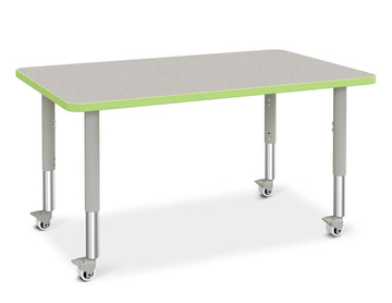Berries Rectangle Activity Table - 30" X 48" by Jonti-Craft – 30" x 48", Wood, Freckled Gray/Key Lime/ Gray, Model 6473JCM130
