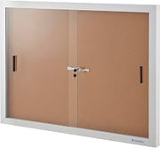Global Industrial Enclosed Cork Bulletin Board with Locking Sliding Doors