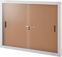 Global Industrial Enclosed Cork Bulletin Board with Locking Sliding Doors