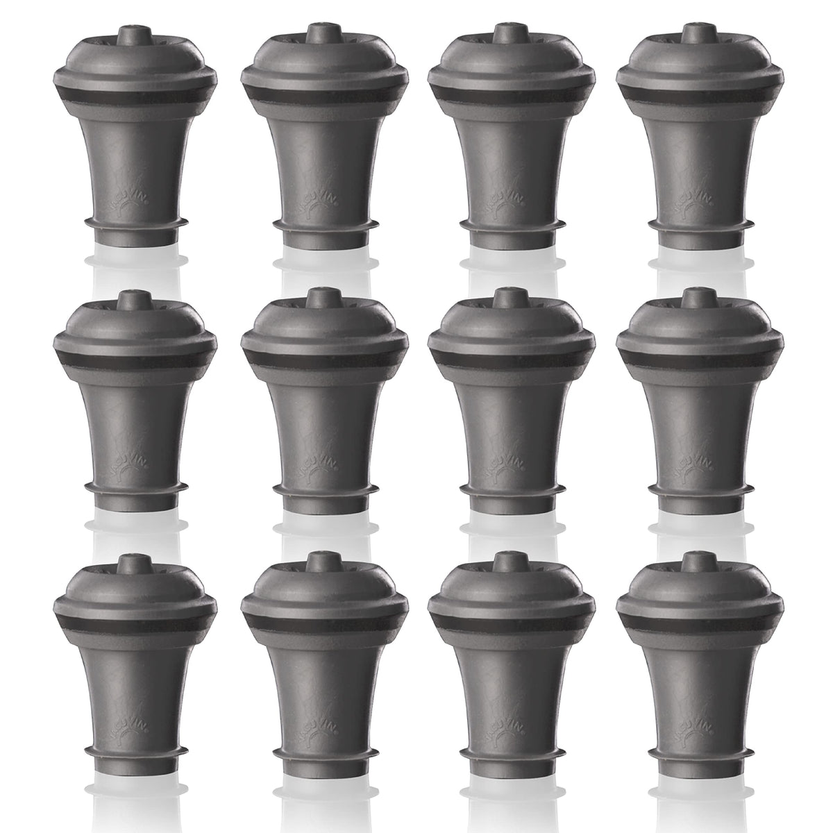 Wine Saver Extra Stoppers by Vacu Vin – 12 Stoppers, Rubber, Gray, Pack of 12, Model 0886360/2