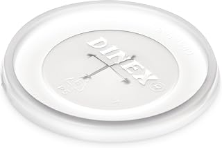 DINEX DX1191ST8714 Disposable Lid with Straw Slot for CFS Stackable and Louis Tumblers, 0.5" Height, 2.62" Width, 2.62" Length, Polystyrene, Translucent (Pack of 1000)