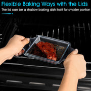 Nutriups Glass Casserole Dish Set, Tempered Glass, Square 6in x 6in