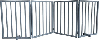 4 Panel Wood Folding Pet Gate (Gray)