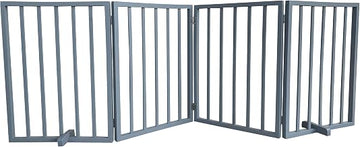 4 Panel Wood Folding Pet Gate (Gray)