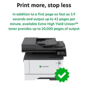 MX431adn Laser Multifunction Printer - Monochrome() by Lexmark – Printer, Cotton, BLACK GREY, Model 29S0200