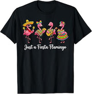 Just A Fiesta Flamingo Dancing Cinco De Mayo Let's Fiesta T-Shirt
