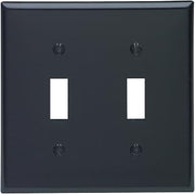 Leviton 2-Gang Toggle Device Switch Wallplate, Standard Size, Thermoplastic Nylon, Device Mount, 80709-E, Black