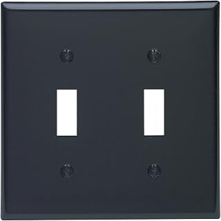 Leviton 2-Gang Toggle Device Switch Wallplate, Standard Size, Thermoplastic Nylon, Device Mount, 80709-E, Black