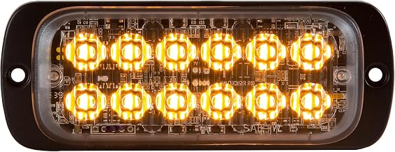 Buyers Products 8892600 Thin Dual Row 4.5 Inch LED Strobe Light, 25 Flash Patterns, Warning Safety Lights, Surface Mounted Strobe Lights, Work Trucks and Trailers, Amber
