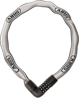 ABUS Tresor 6807C Reflective Chain Lock - 7mm Steel Security Chain with Combination Lock, 110cm (3.6 ft), Reflective Silver, High-Strength Durable Design | Reflective