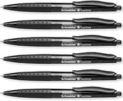 Schneider Suprimo Ballpoint Pen with Rubber Grip & Medium Tip, Black 6 Pack | Retractable, Refillable, Smooth Everyday Writing, Waterproof ISO-Certified Ink, Document Proof, Ideal for Office, Work, Home