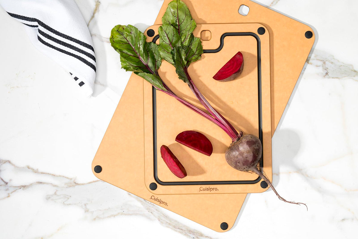 Fibre Wood Cutting Board with Silicone Feet by Cuisipro – 0.3"L x 11"W, Wood, Natural/Slate, Model 74791600