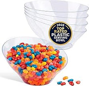 20oz Clear Plastic Serving Bowls (4 Pack) Medium Disposable Candy Dishes, Buffet Containers, Chips, Popcorn, Snacks, Mints, Salad Bar, Snack Bowl, Parties, Office Desk, Bridal Shower, Party Supplies