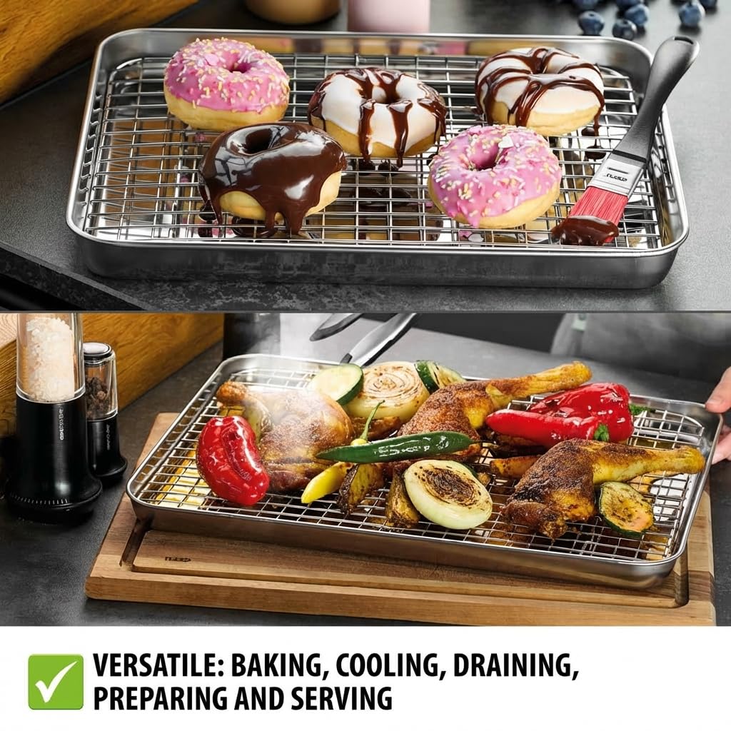 VARIADO Baking Tray 31.5 cm with Stainless Steel Cooling Rack | Baking by GEFU – Model 14765