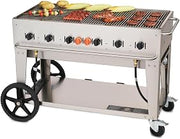 CVMCB48 48" Liquid Propane Mobile Grill with 99000 BTU Capacity Two 14 Wheels and Two Total Lock Casters : Stainless