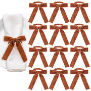 NatNarr Velvet Bow Napkin Rings, Set of 12, Brown